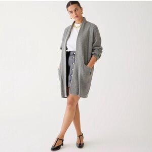 J. Crew Extra Soft Wool Blend Megan Markle Gray Long Open cardigan sweater SzXL‎
